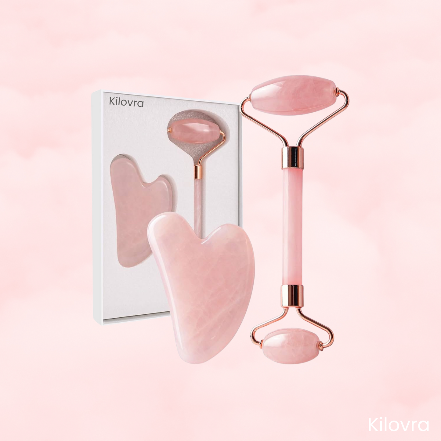 Rose Quartz Guasha and Face Roller